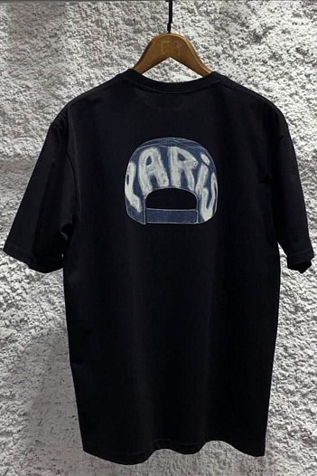 Чёрная оверсайз футболка Balenciaga BB cap logo print   