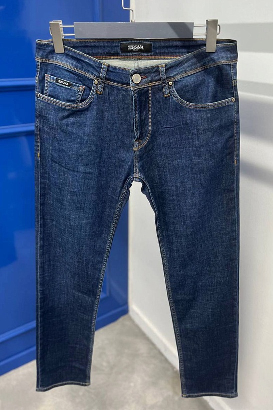 Мужские джинсы тёмно-синего цвета Zegna regular fit