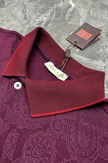 Бордовое поло Etro с узором пейсли   