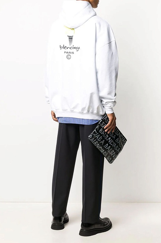 Оверсайз худи Balenciaga Paris Olympics Flame embroidered-logo