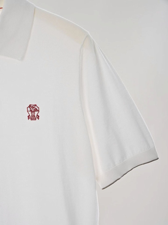 Мужское белое поло Brunello Cucinelli premium