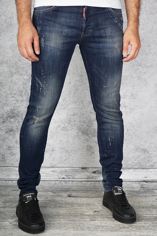 Мужские джинсы Dsquared2 "Paint Splatter" - Blue