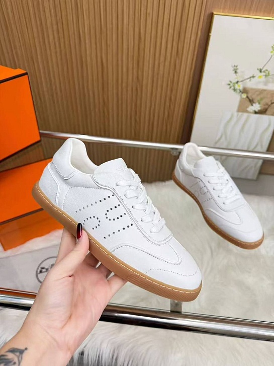 Женские кожаные кроссовки Hermes Match