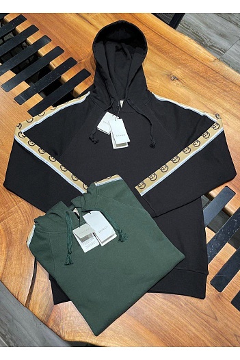 Зелёное оверсайз худи Gucci Interlocking G stripe   