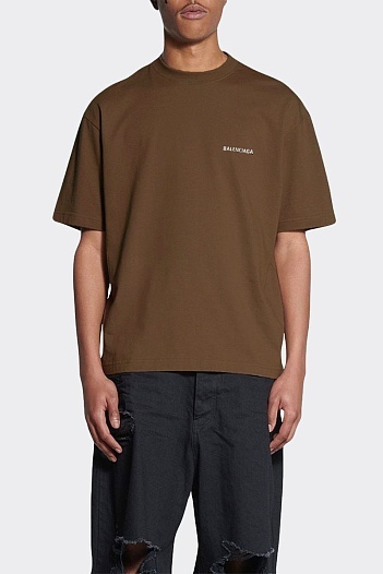Коричневая оверсайз футболка Balenciaga Medium Fit Vintage   