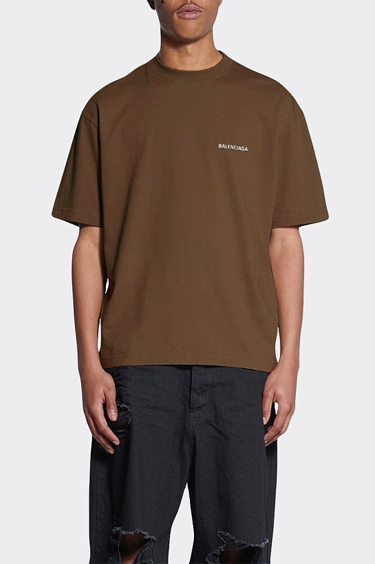 Коричневая оверсайз футболка Balenciaga Medium Fit Vintage