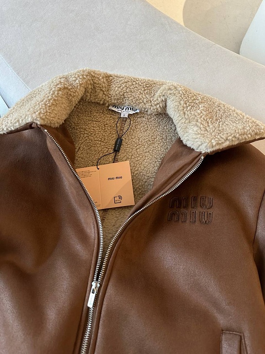 Женская кожаная дубленка MIU MIU