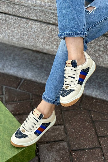 Женские кожаные кроссовки Gucci GG Screener   