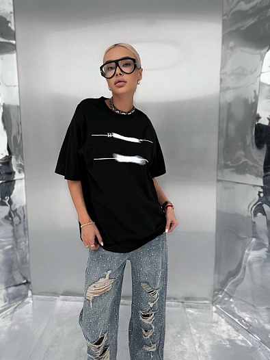 Женская оверсайз футболка чёрного цвета Balenciaga   