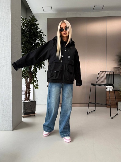 Женская нейлоновая ветровка Chanel premium - Black   