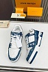 Кожаные кроссовки Louis Vuitton Trainer Monogram - White / Blue