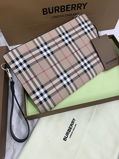 Бежевый клатч Burberry Premium 30x20x1.5 см   