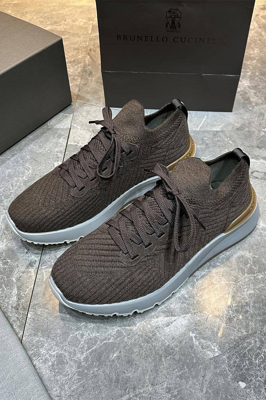 Мужские кроссовки Brunello Cucinelli knitted - Brown