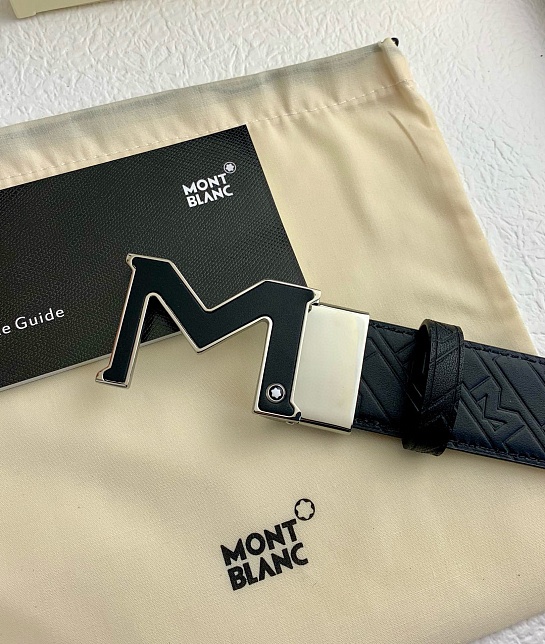 Двусторонний кожаный ремень Montblanc Premium (ширина 3.5 см)