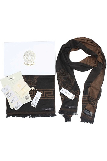Мужской чёрный шарф Versace 185x35 см   