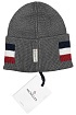 Мужская брендовая шапка Moncler серого цвета