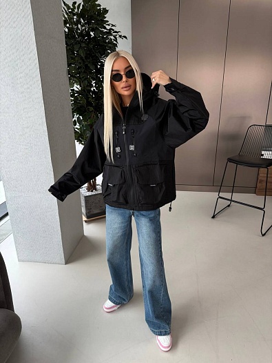 Женская нейлоновая ветровка Chanel premium - Black   