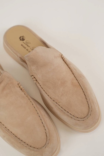 Мужские замшевые лоферы-сабо Loro Piana   