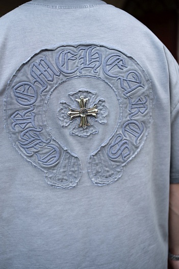 Серая оверсайз футболка Chrome Hearts Premium   