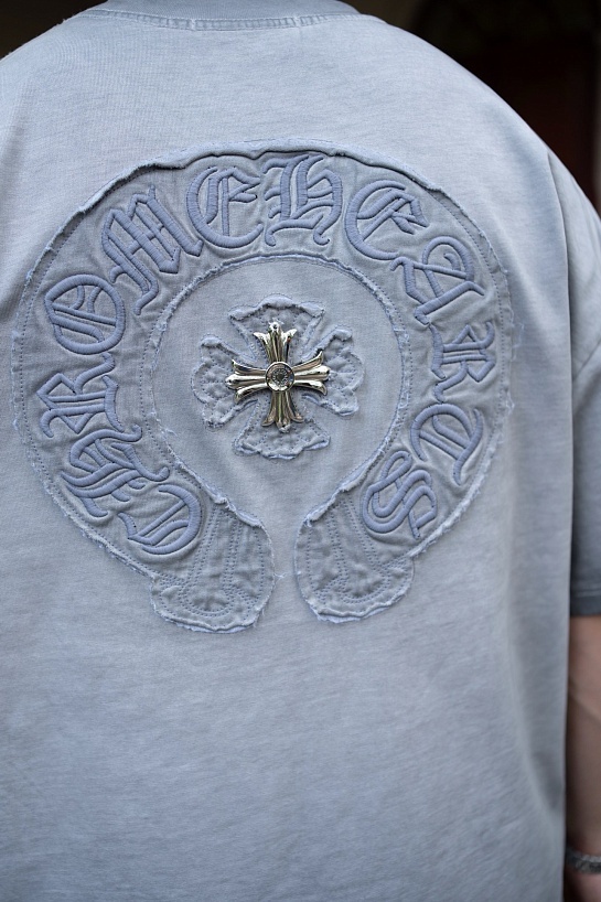 Серая оверсайз футболка Chrome Hearts Premium