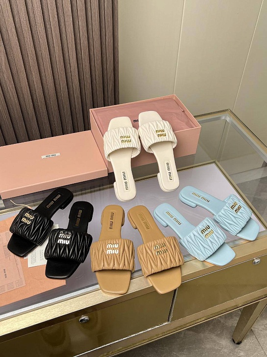 Женские шлёпанцы MIU MIU Premium - Beige