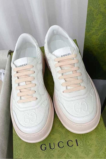 Женские кроссовки Gucci GG Chunky B - White / Pink   