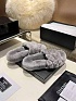 Женские меховые шлёпанцы Chanel Oran premium - Grey