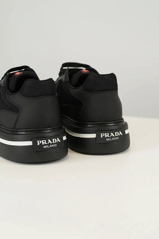Комбинированные кроссовки Prada logo-stripe - Black