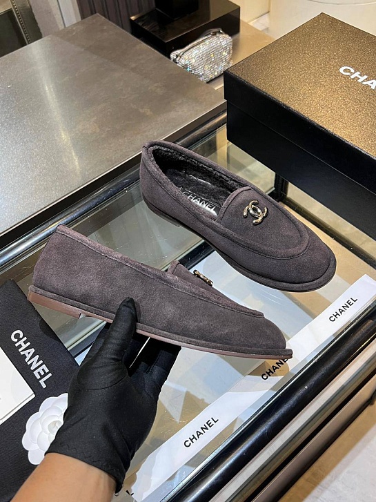 Женские замшевые лоферы Chanel premium