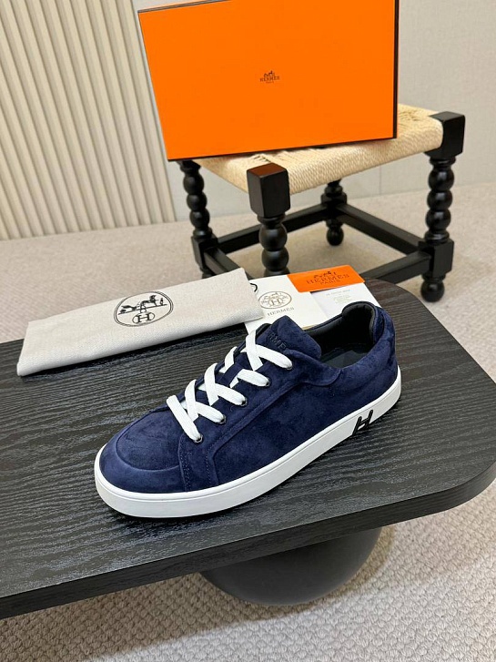 Мужские замшевые кроссовки Hermes Kid - Navy