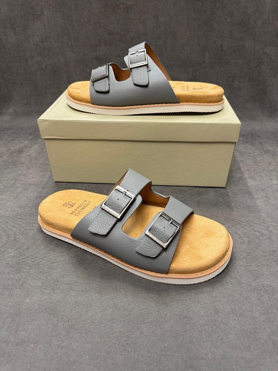 Кожаные шлёпанцы Brunello Cucinelli Urban - Grey