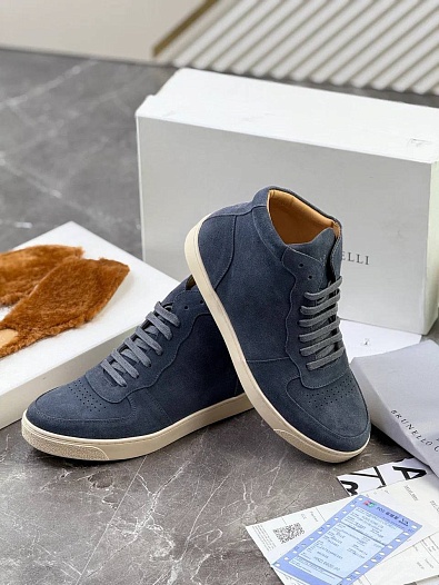 Замшевые кроссовки с меховой стелькой Brunello Cucinelli   