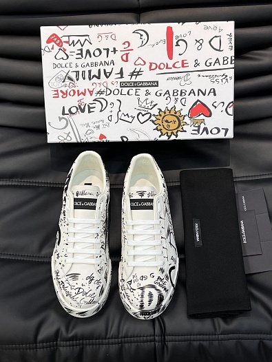 Мужские кожаные кроссовки Dolce & Gabbana Portofino   