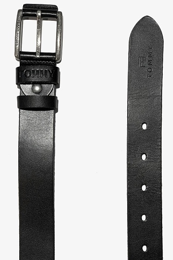 Мужской кожаный ремень Tommy Hilfiger чёрного цвета   