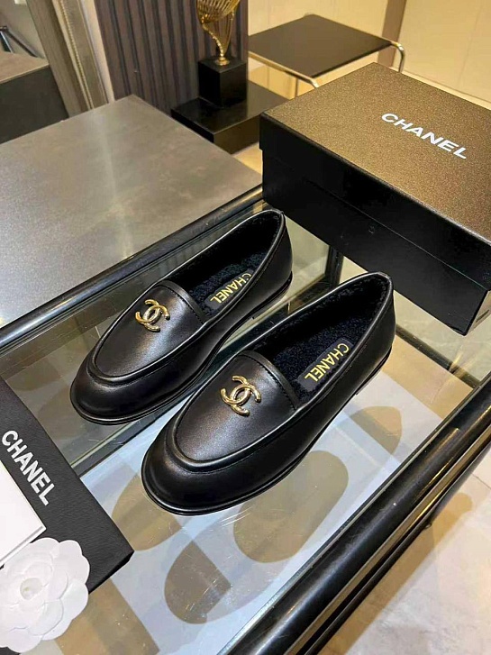 Женские кожаные лоферы Chanel premium