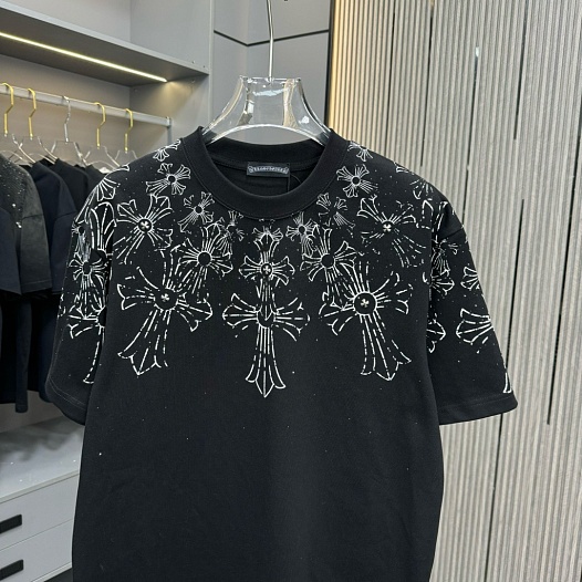 Чёрная оверсайз футболка Chrome Hearts Premium   