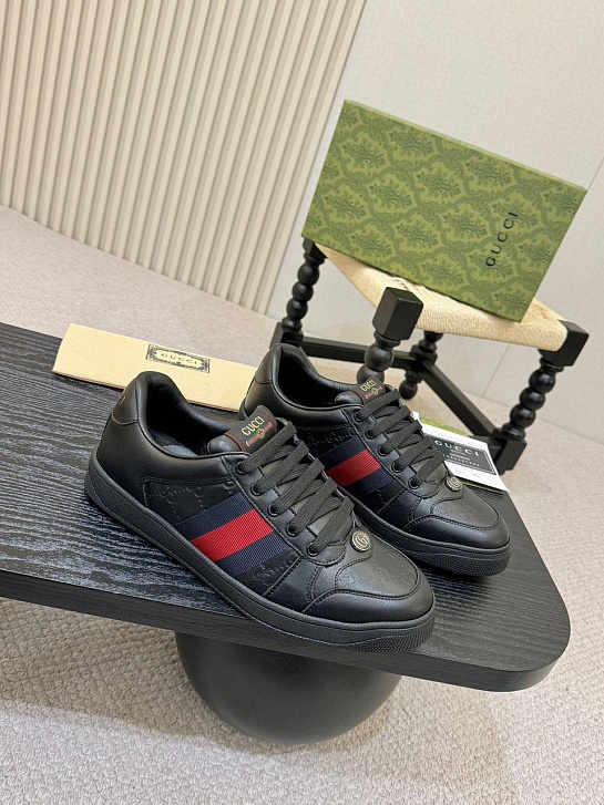 Кожаные кроссовки Gucci GG Screener - Black