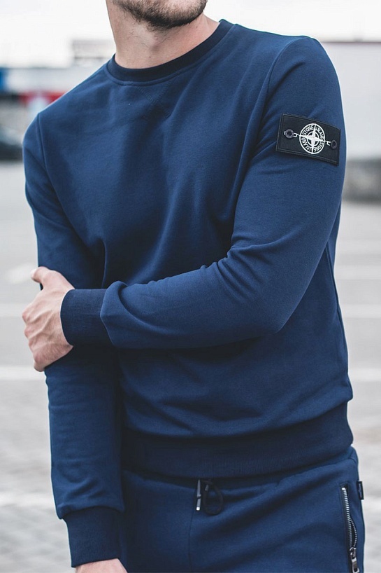 Мужской тёмно-синий свитшот Stone Island compass-patch