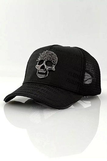 Бейсболка чёрного цвета Philipp Plein metallic-skull   