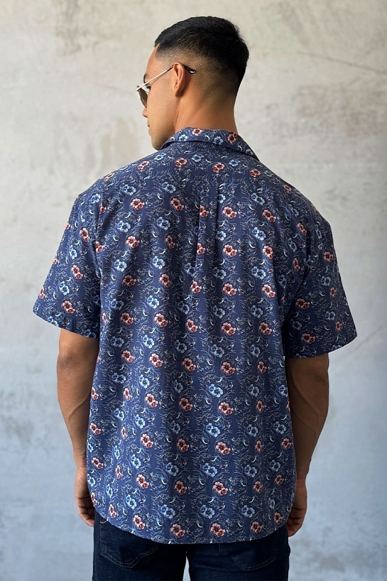 Мужская синяя рубашка Dolce & Gabbana floral-print