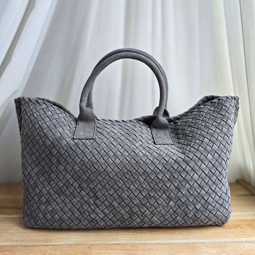 Замшевая сумка Bottega Veneta Cabat 40x28 см - Grey   