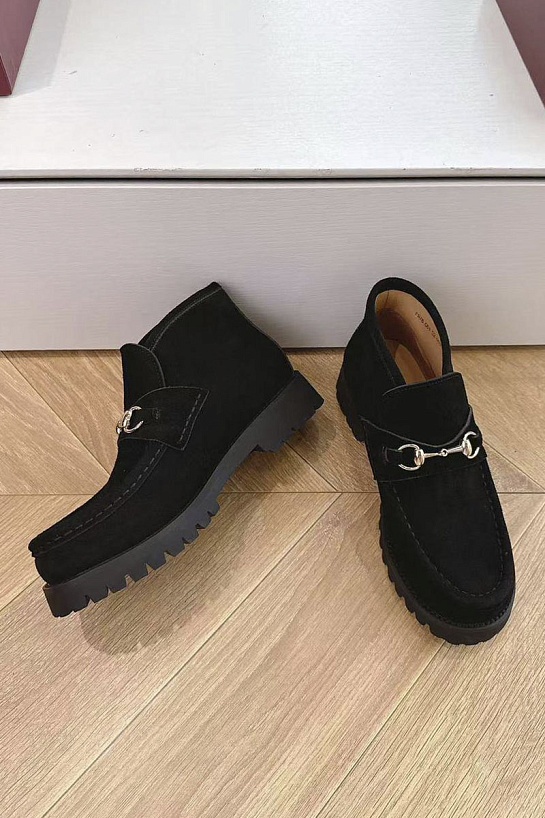 Женские замшевые лоферы Gucci premium - Black