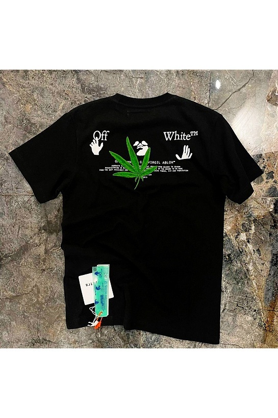 Чёрная футболка Off-White Weed Hands Off logo-print