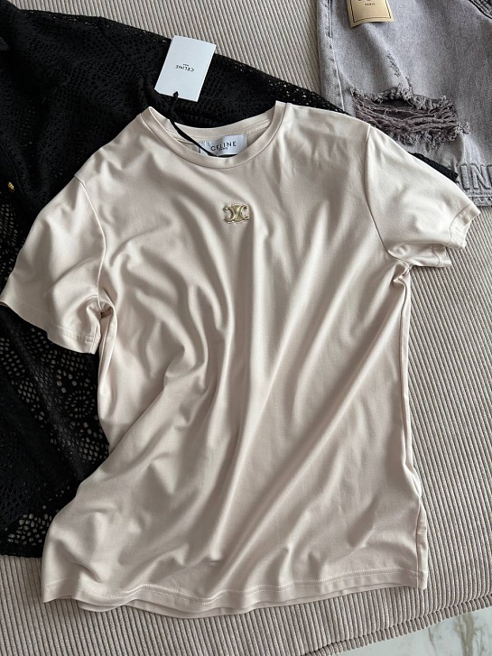 Женская бежевая футболка Celine premium