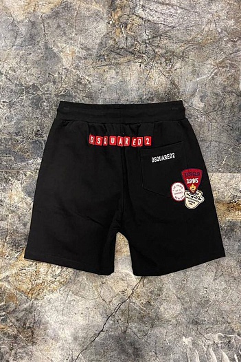 Мужские чёрные шорты Dsquared2 logo patch   