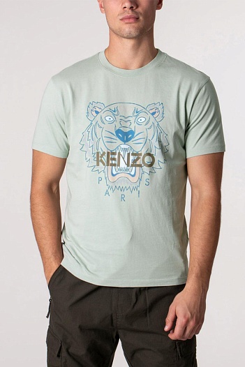 Футболка светло-зелёного цвета Kenzo Tiger print   