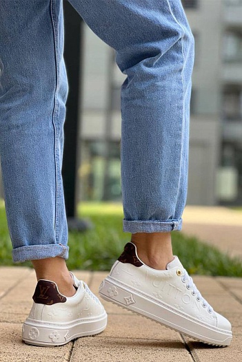 Женские кожаные кроссовки Louis Vuitton Time Out - White   