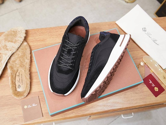 Замшевые кроссовки Loro Piana Week End Walk - Black