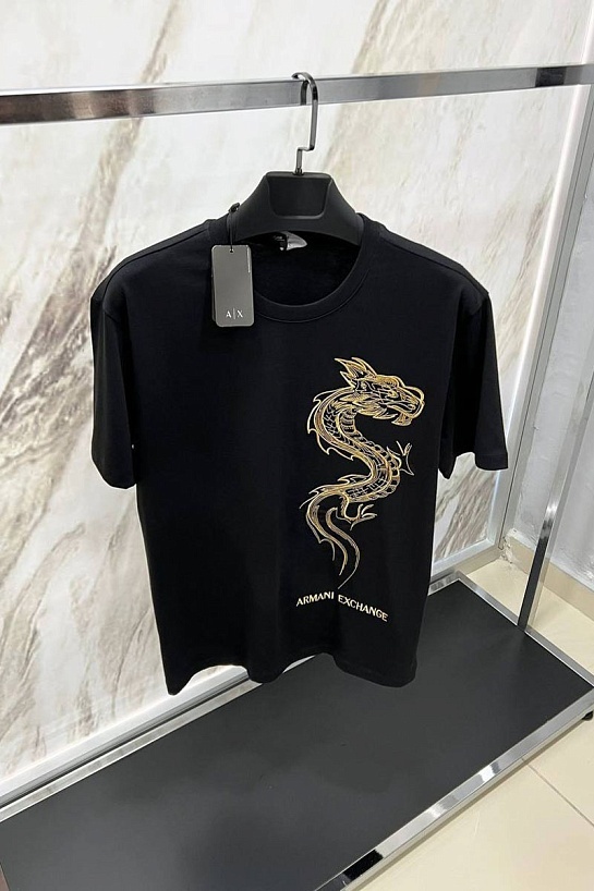 Мужская чёрная футболка Armani Exchange
