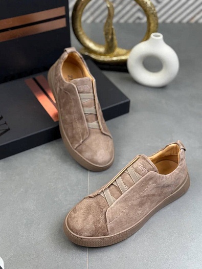 Замшевые кроссовки Zegna Triple Stitch   